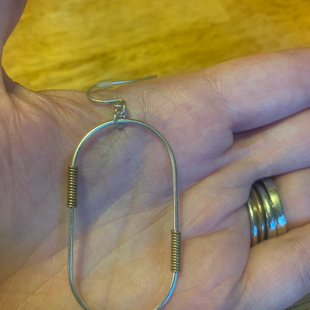 Silver and Gold Oval Hoop Earrings